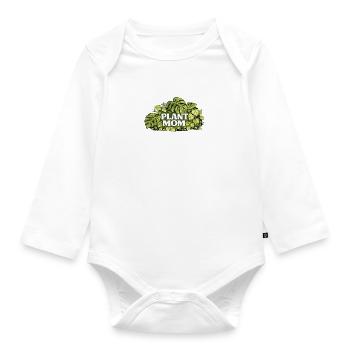 Logo de la Feuille Verte de Plant Mom - Body Bébé bio manches longues - blanc - Devant