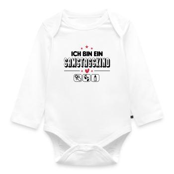 Samstagskind Geboren am Samstag Baby Säugling - Baby Bio-Langarm-Body - Weiß - Vorne