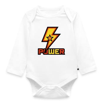 Power Lightning Star Logo - Organic Longsleeve Baby Bodysuit - white - Front