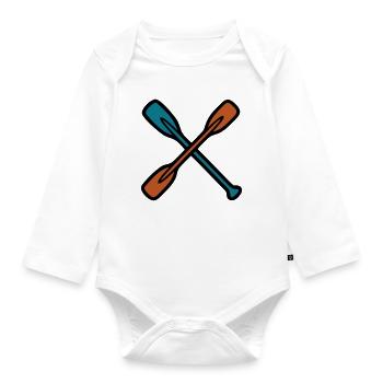Crossed paddle graphic - Organic Longsleeve Baby Bodysuit - white - Front