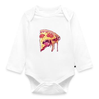 PopArt Melting Pizza - Organic Longsleeve Baby Bodysuit - white - Front