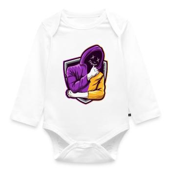 Gamer Maske Hoodie E-Sports Design - Baby Bio-Langarm-Body - Weiß - Vorne