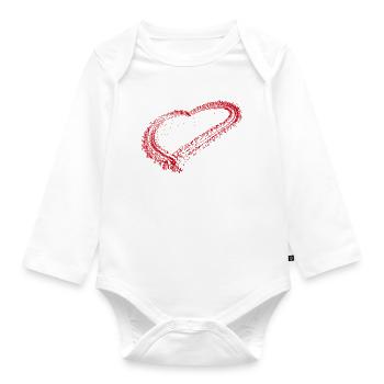 red heart - Organic Longsleeve Baby Bodysuit - white - Front