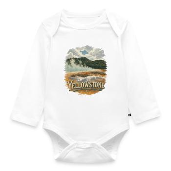 Yellowstone Grand Prismatic Spring Vintage - Organic Longsleeve Baby Bodysuit - white - Front