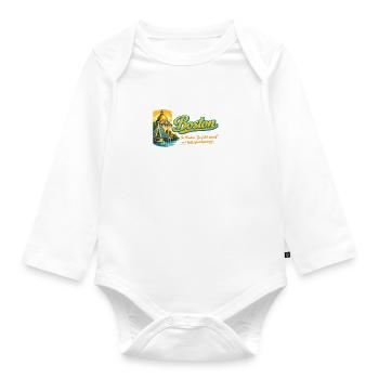 Boston Skyline Retro Vintage Design - Organic Longsleeve Baby Bodysuit - white - Front