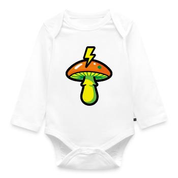 Warning Mushroom Graphic Forest Streetwear - Organic Longsleeve Baby Bodysuit - white - Front