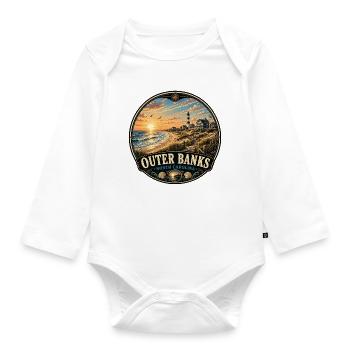 Outer Banks North Carolina Beach Vacation Sunset - Organic Longsleeve Baby Bodysuit - white - Front
