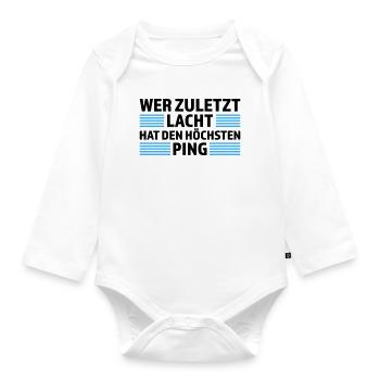 Wer zuletzt lacht höchsten Ping Gamer Shirt - Baby Bio-Langarm-Body - Weiß - Vorne