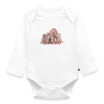 Not Today Satire, Woman Lying on Laundry Heap - Organic Longsleeve Baby Bodysuit - white - Front
