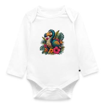 Colorful Parrot Tropical Magic - Organic Longsleeve Baby Bodysuit - white - Front