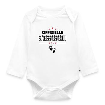 Saeugling Baby Maedchen Stress machen Testen Baby - Baby Bio-Langarm-Body - Weiß - Vorne
