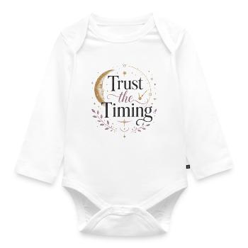 Trust the right moment, trust the timing - Organic Longsleeve Baby Bodysuit - white - Front