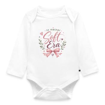 In meiner Soft Era – rosa Script - Baby Bio-Langarm-Body - Weiß - Vorne