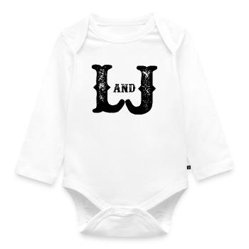 L and J Destroyed Monogram - Organic Longsleeve Baby Bodysuit - white - Front