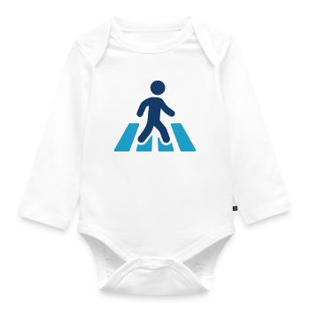 Pedestrian Crossing Solid Icon Crosswalk Safety Si - Organic Longsleeve Baby Bodysuit - white - Front