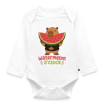 Wassermelone Capybara Sommer - Organic Longsleeve Baby Bodysuit - white - Front