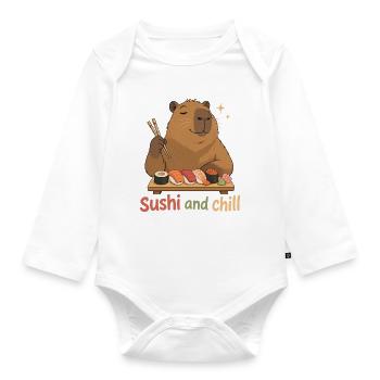 Cabybara Sushi et Chill - Body Bébé bio manches longues - blanc - Devant