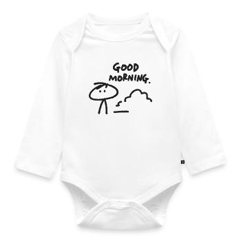 Good Morning Doodle Sketch - Organic Longsleeve Baby Bodysuit - white - Front