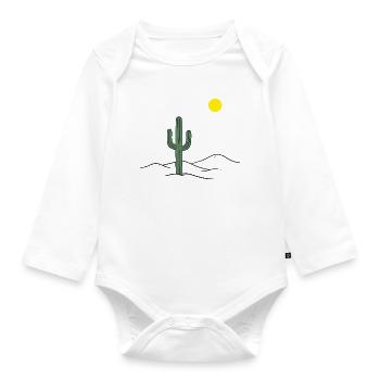 Desert cactus in the sunshine - Organic Longsleeve Baby Bodysuit - white - Front