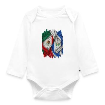 Proud of the flags of Mexico and El Salvador - Organic Longsleeve Baby Bodysuit - white - Front