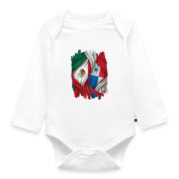 Proud of the flags of Mexico and Panama - Organic Longsleeve Baby Bodysuit - white - Front