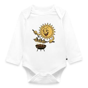 Soleil Grilleur Citadin canicule  - Body Bébé bio manches longues - blanc - Devant
