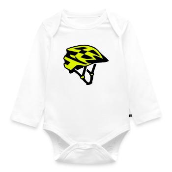 MTB Bicycle Helmet Silhouette - Organic Longsleeve Baby Bodysuit - white - Front