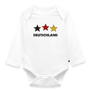 Drei farbige Sterne Deutschland - Baby Bio-Langarm-Body - Weiß - Vorne