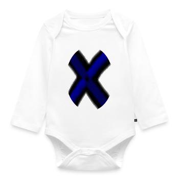 Neon X-Kreuz Blau - Baby Bio-Langarm-Body - Weiß - Vorne