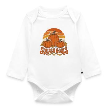 Squash Goals Autumn Pumpkin Trio - Organic Longsleeve Baby Bodysuit - white - Front