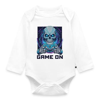 ON PEUT CONTINUER LE JEU - Cyber Skull Gamer | Conception du jeu néon - Body Bébé bio manches longues - blanc - Devant