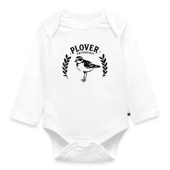 Plover Enthusiast Black Shorebird Birdwatching - Organic Longsleeve Baby Bodysuit - white - Front