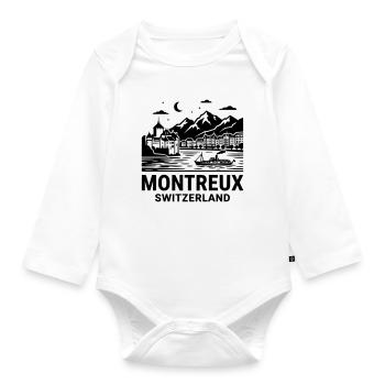 Montreaux, Switzerland - Organic Longsleeve Baby Bodysuit - white - Front