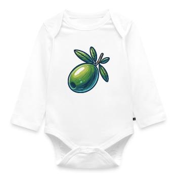Stilisierter Olivensmaragd - Baby Bio-Langarm-Body - Weiß - Vorne