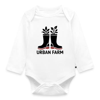 Urban Farm Gummistiefel Logo - Baby Bio-Langarm-Body - Weiß - Vorne