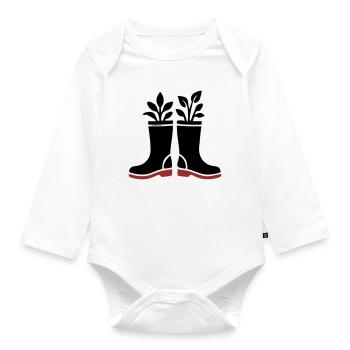 Rubber Boots Plants Icon - Organic Longsleeve Baby Bodysuit - white - Front