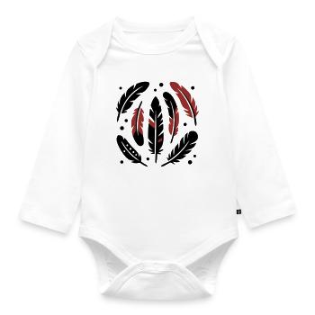 Bird Feathers Circle Logo - Organic Longsleeve Baby Bodysuit - white - Front