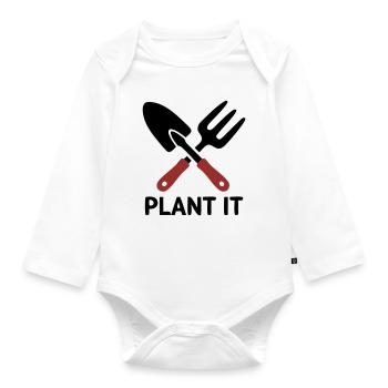 Garden Tool Plant It Logo - Organic Longsleeve Baby Bodysuit - white - Front
