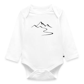 Mountains Outline Silhouette - Organic Longsleeve Baby Bodysuit - white - Front