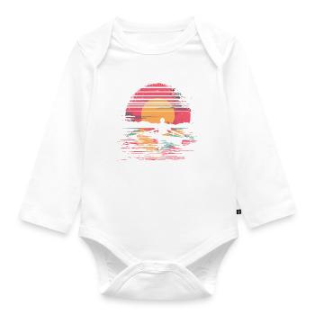 Rudern Zeichnung Synthwave - Baby Bio-Langarm-Body - Weiß - Vorne