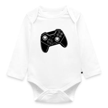 Gaming Controller Black - Organic Longsleeve Baby Bodysuit - white - Front