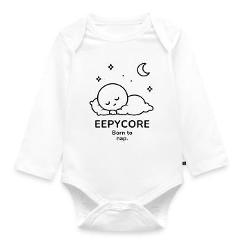 Eepycore – Born to Nap | Cozy Sleep Mood - Organic Longsleeve Baby Bodysuit - white - Front