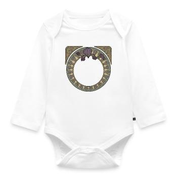 Art Nouveau Irises Circle Y - Organic Longsleeve Baby Bodysuit - white - Front