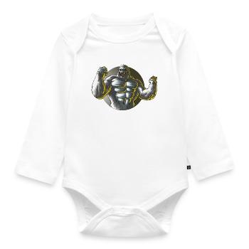 Monkey Gorilla Power Design - Organic Longsleeve Baby Bodysuit - white - Front