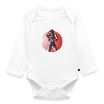 MMA Fighter Fitness Woman Design - Organic Longsleeve Baby Bodysuit - white - Front