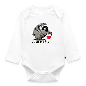 Jimothy Meerkat Heart Design - Organic Longsleeve Baby Bodysuit - white - Front