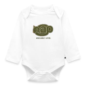 NAP – Available Later | Sleeping Cat - Organic Longsleeve Baby Bodysuit - white - Front