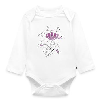 purple flowers - Organic Longsleeve Baby Bodysuit - white - Front