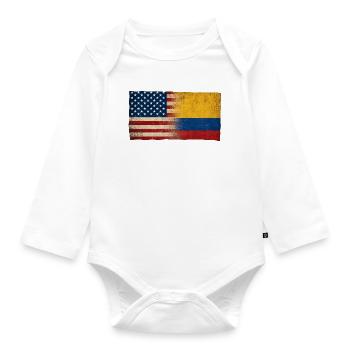 USA Paraguay Friendship Flag Identity - Organic Longsleeve Baby Bodysuit - white - Front