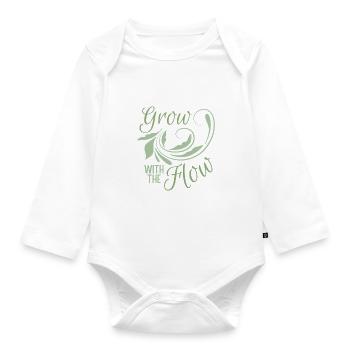 Grow With The Flow | Positive Botanical Motivation - Organic Longsleeve Baby Bodysuit - white - Front